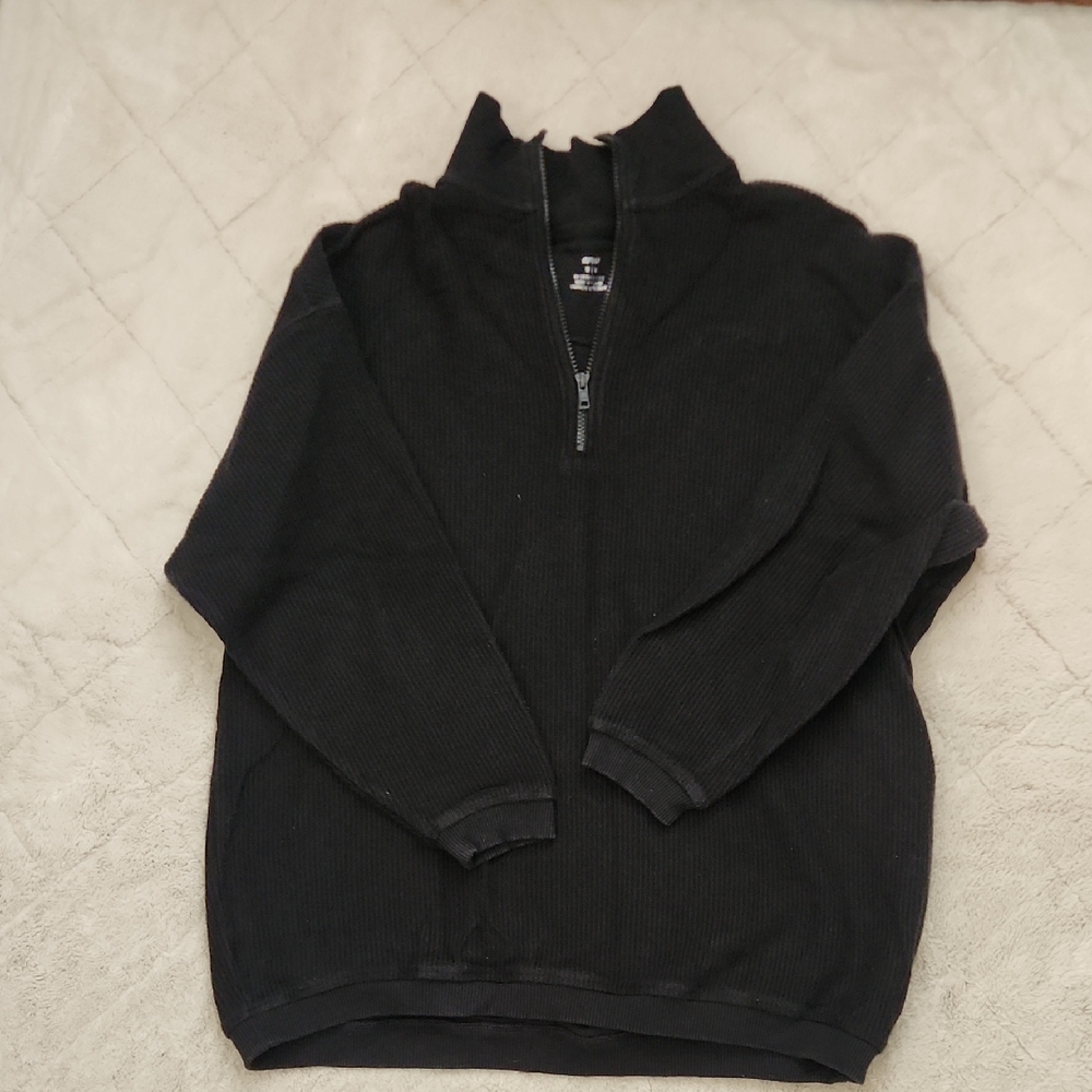 AERIE OVERSIZED BLACK HALF ZIP SWEARSHIRT